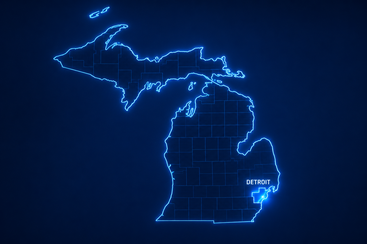 Michigan with Detroit highlighted as the inaugural launch location